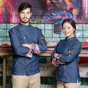 CHAQUETA COCINA SRA MODELO AL PUNTO FLORES (COD: CC1466 DP28)