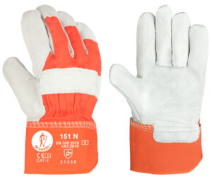 GUANTE FLOR VACUNO Y LONA TIPO AMERICANO  (COD.:151 N)