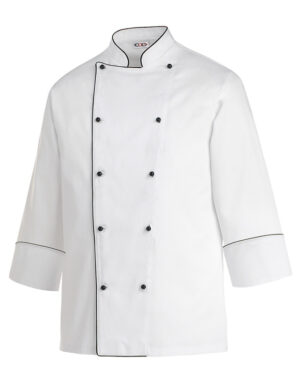 CHAQUETA COCINA PIPING BLACK  (COD.:2017002P)