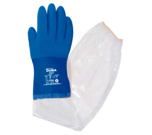 GUANTE  PVC TRIPLE CAPA SIN COSTURAS S/SOPORTE DE ALGODÓN CON MANGUITO TERMO SOLDADO LARGO 65 CM., A