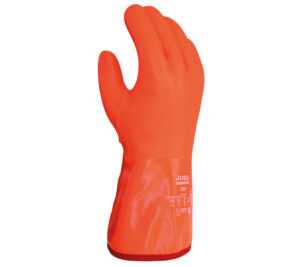 GUANTE  PVC ARENOSO DOBLE CAPA S/SOPORTE DE ALGODÓN/POLIÉSTER Y FORRO PUR FOAM, NARANJA.  (COD.:5681