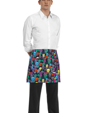 DELANTAL CINTURA BARMAN COLOR SKULLS  (COD.:6100135A)