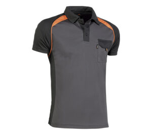 POLO TRANSPIRABLE MANGA CORTA BOLSILLO EN EL PECHO DETALLES NARANJAS (COD.:964)