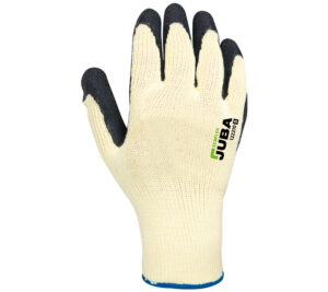 GUANTE  POLIÉSTER SIN COSTURAS RECUBIERTO LÁTEX RUGOSO, AMARILLO/NEGRO.  (COD.:B122210)